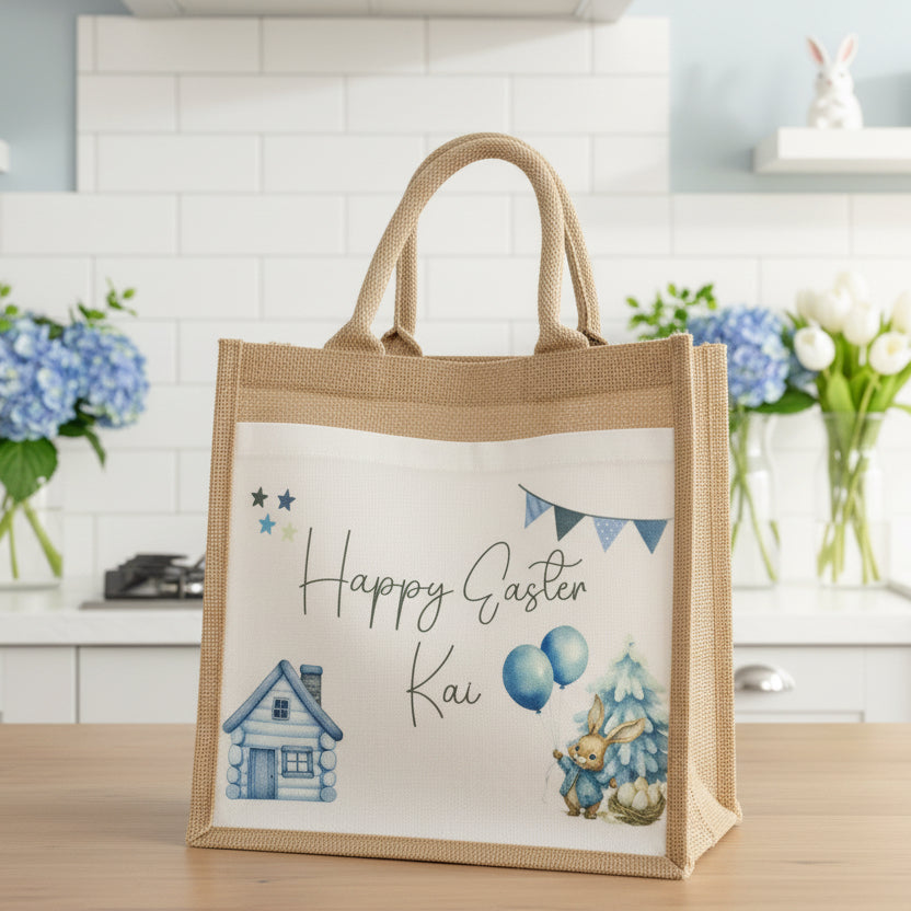 Easter Blue Rabbit Tote Bag