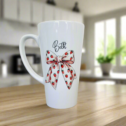Stawberry Bow Fruit 17oz Latte Mug