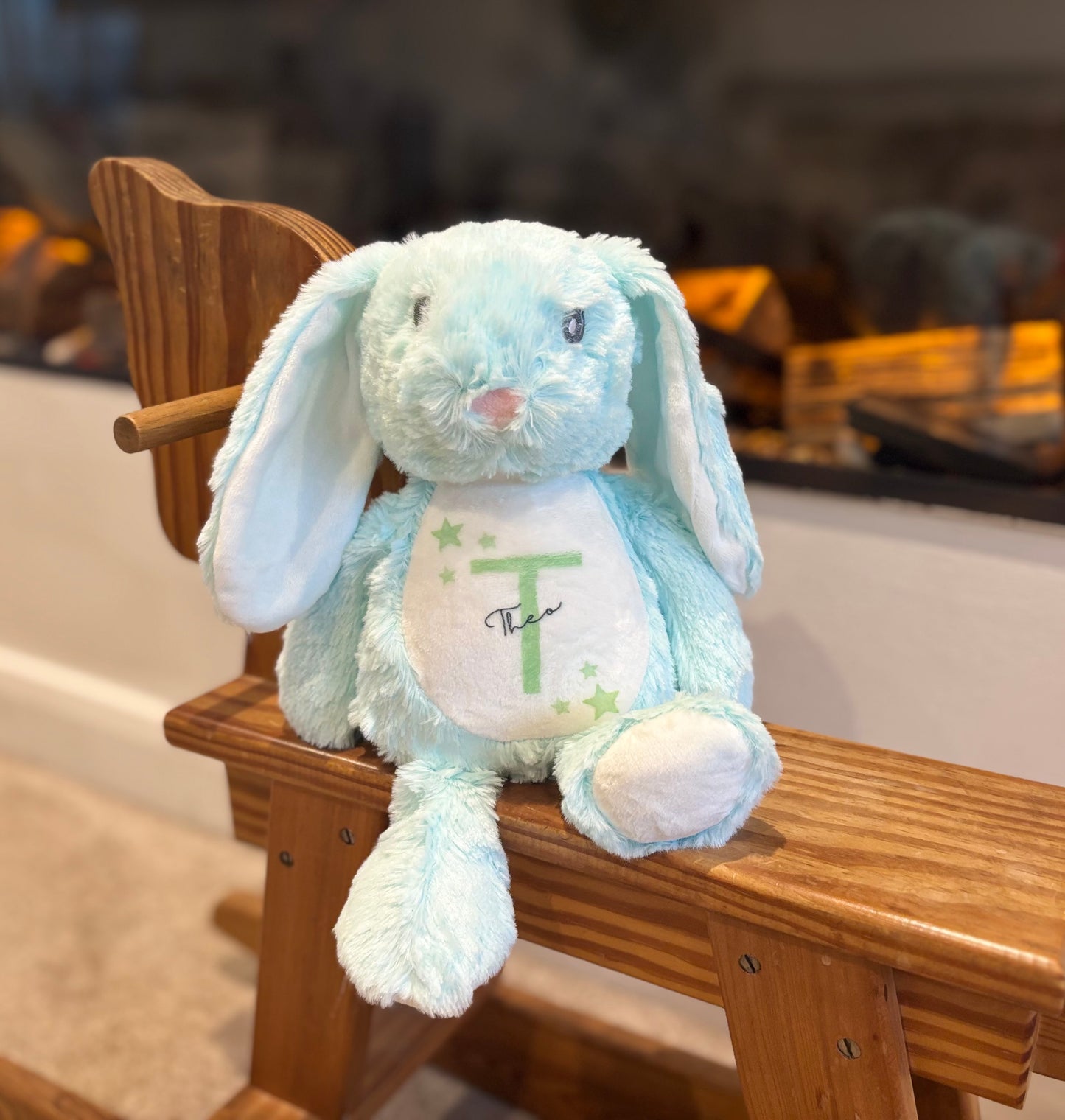 Blue Floppy Rabbit Plush with Initial & Name