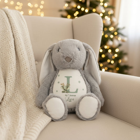 My 1st Christmas Elephant Initial Floppy Rabbit Plush Teddy