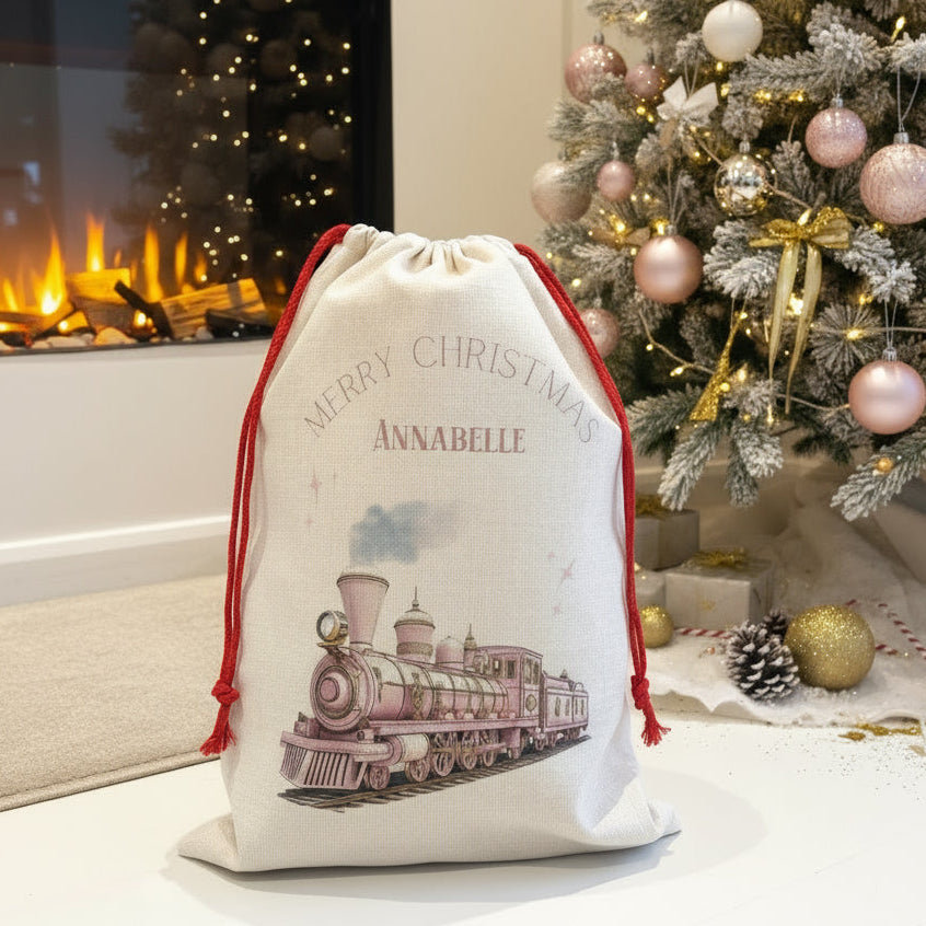Pink Train Santa Sack