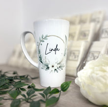 New Latte Ceramic Mug 17oz Spring Wreath inc Box