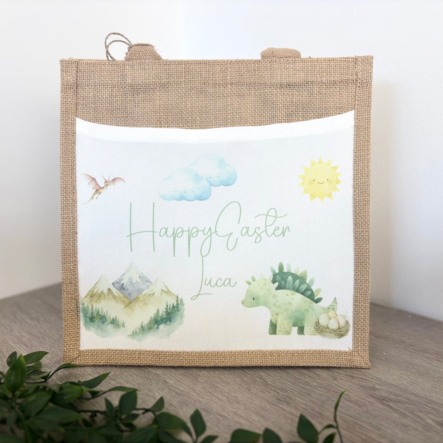 Happy Easter Dinosaur Design Tote Bag
