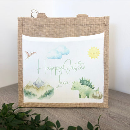 Happy Easter Dinosaur Design Tote Bag