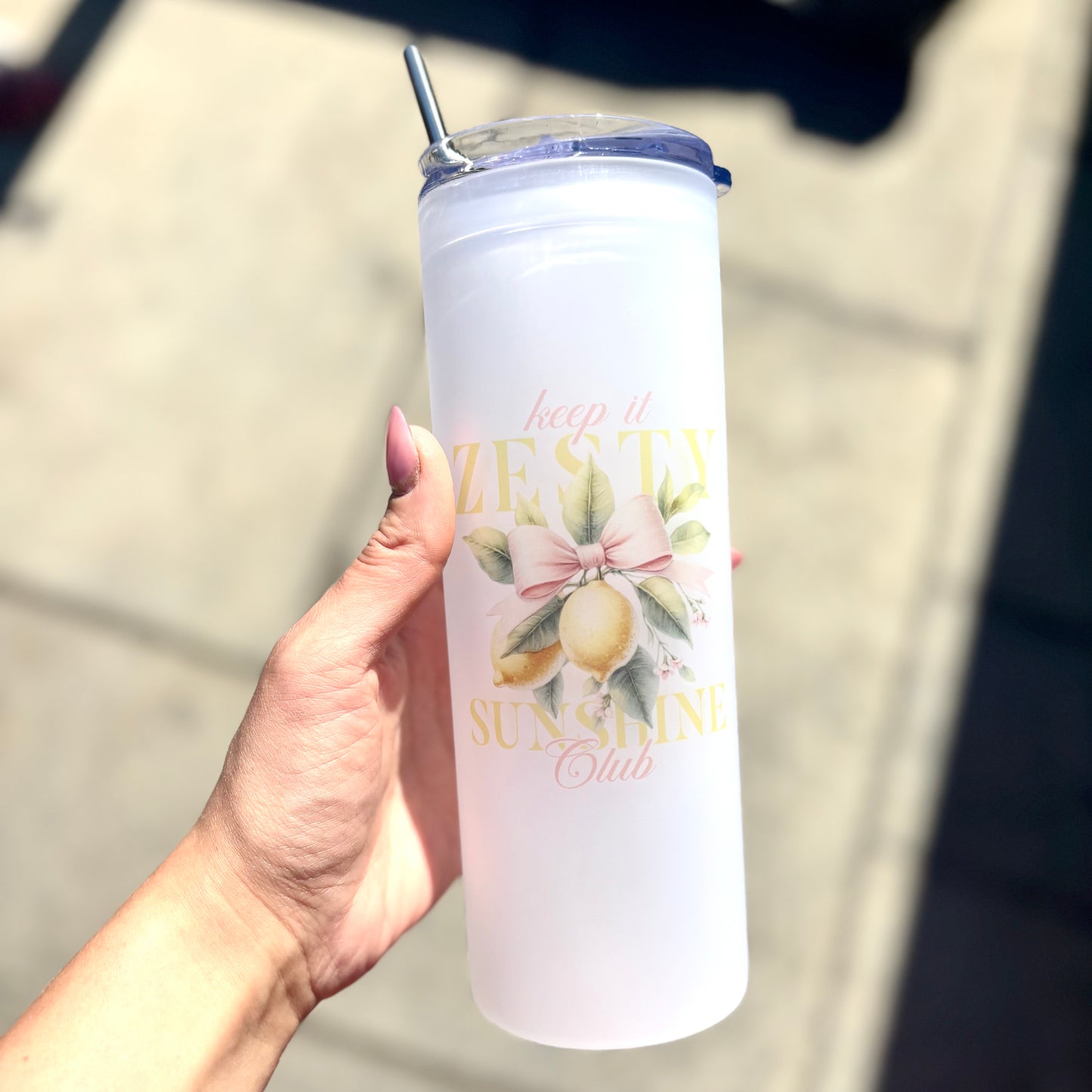 Frosted Tall Glass Tumbler Vintage 25oz Tumble