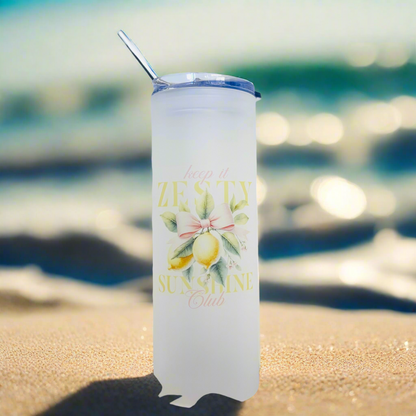 Frosted Tall Glass Tumbler Vintage 25oz Tumble