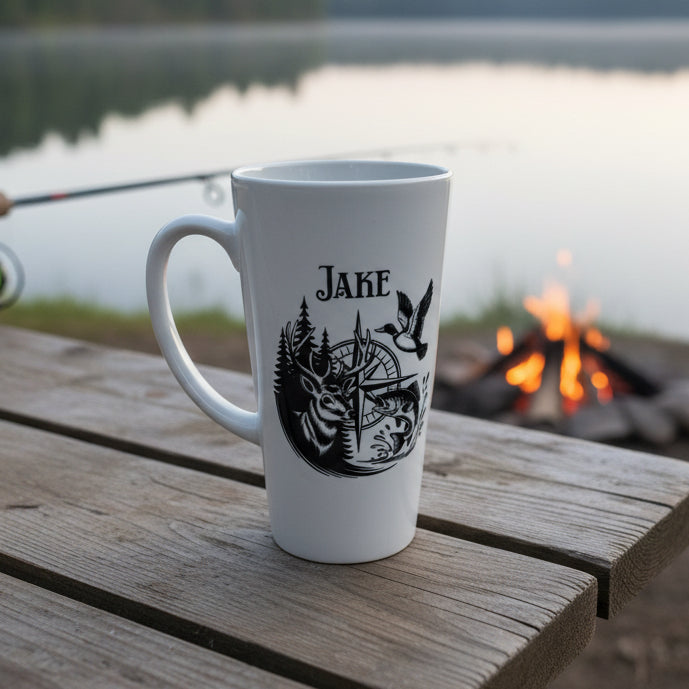 Deer/ Fish Latte Ceramic Mug 17oz inc Box