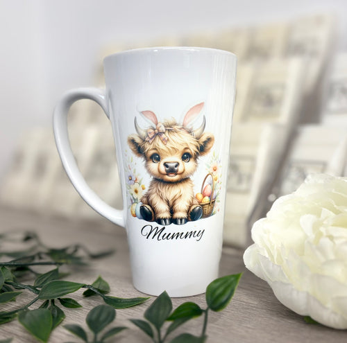 New Latte Ceramic Mug 17oz Baby Highland Cow Easter inc Box