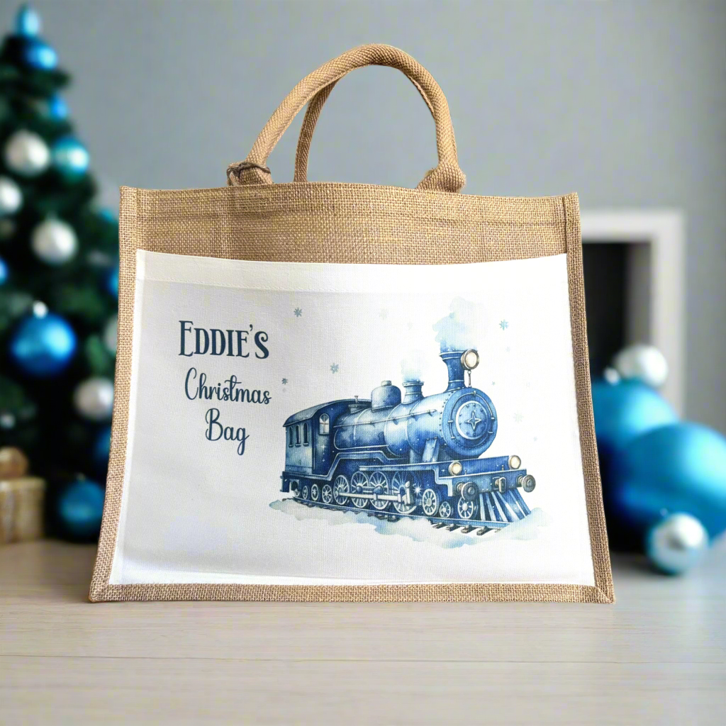 Christmas Eve Tote Bag - Blue Train
