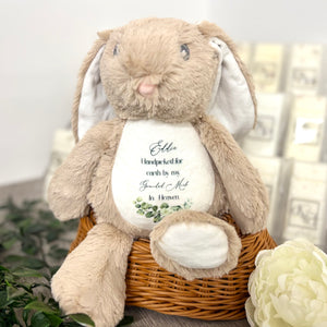 Floppy Rabbit Plush Teddy -“Handpicked for Earth” with flowers