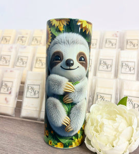 Sunflower Sloth 600ml Skinny Tumbler (not printed on the back)