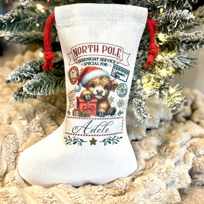 Highland Cow North Pole Santa Sack