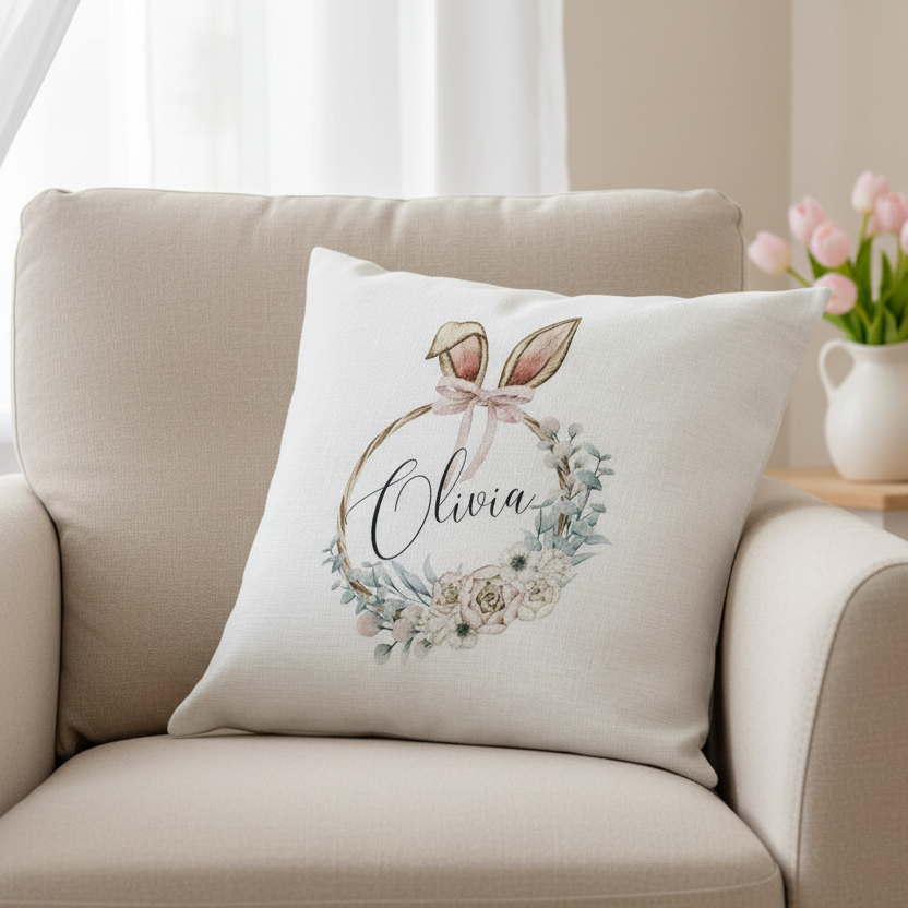 Bunny Ears Wreath Cushion 45x45cm