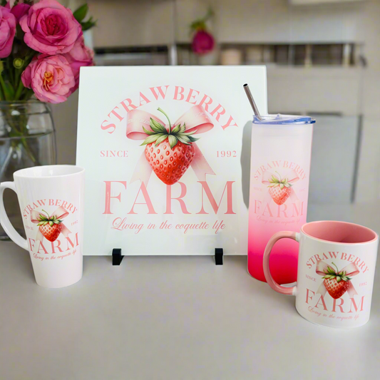 Strawberry Farm Bundle : Pink Neon Glass Tumbler