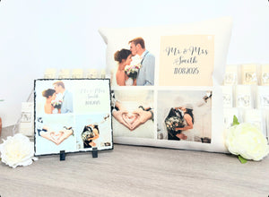 3 Photo Cream Panel Cushion 40cm