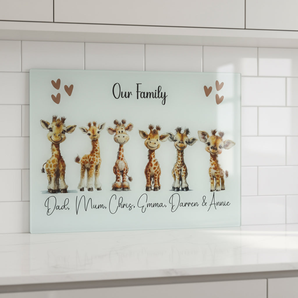 Family Giraffe - A3 Splashback / Choppingboard