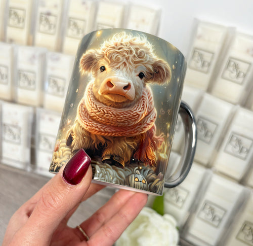 Baby Highland Cow Chunky Knit Scarlf Mug