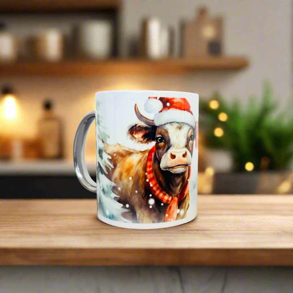 Christmas Dark Brown Cow Mug