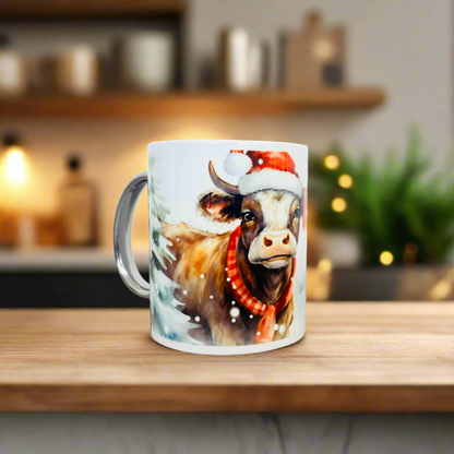 Christmas Dark Brown Cow Mug