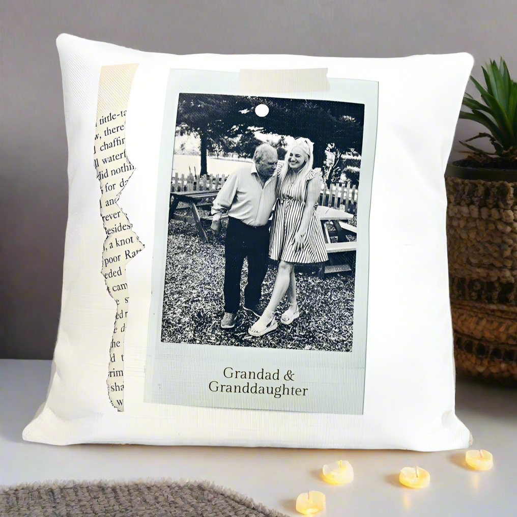 Newspaper Polaroid Photo Cushion 40cm