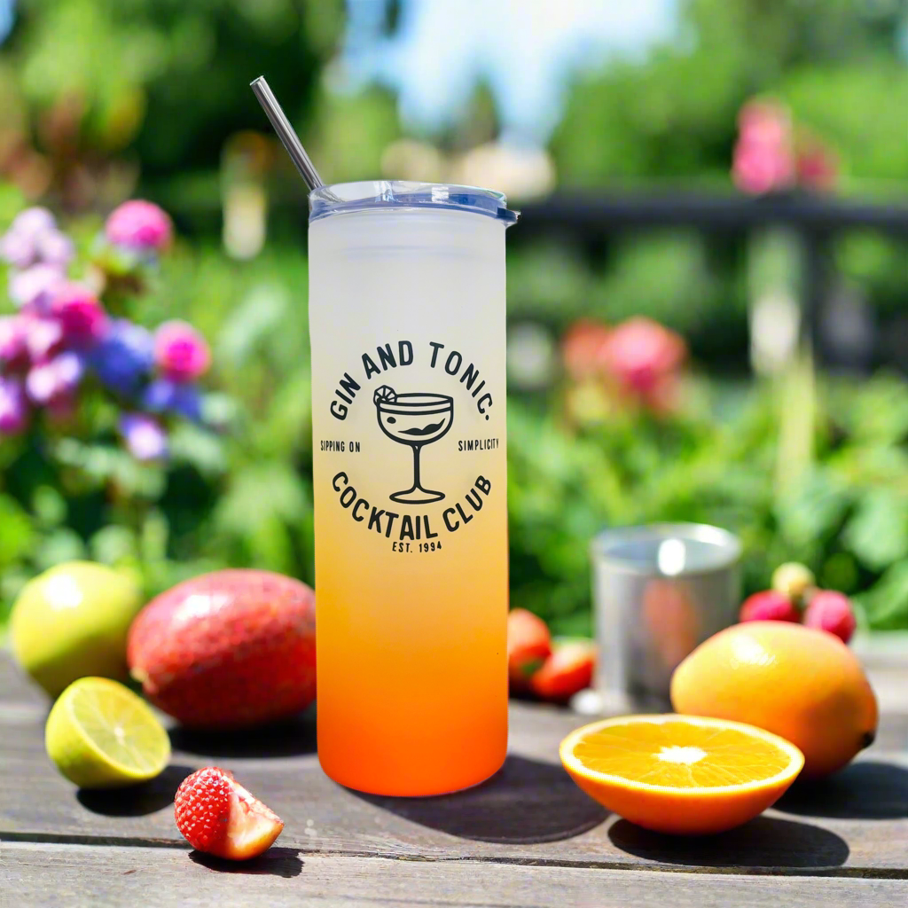 Cocktail Tall Neon Skinny Glass Tumbler 25oz