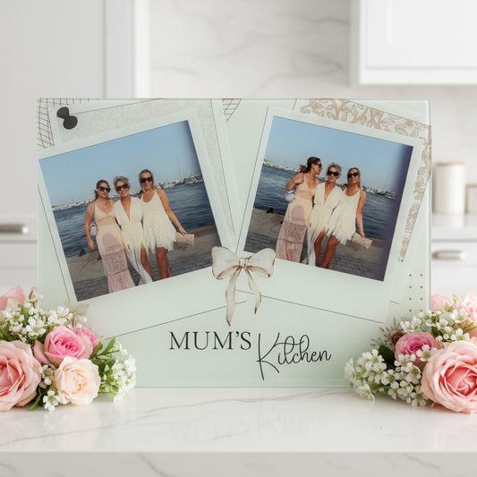 2 Photo Chopping Board with bows and flowers
