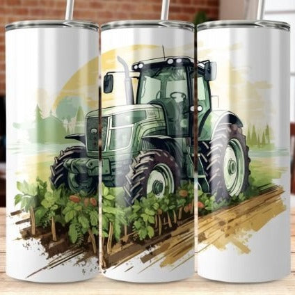 Green Tractor Skinny Tumbler