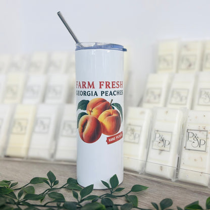 White Tumbler with Vintage Fruits