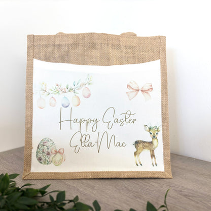 Happy Easter Deer Design Tote Bag