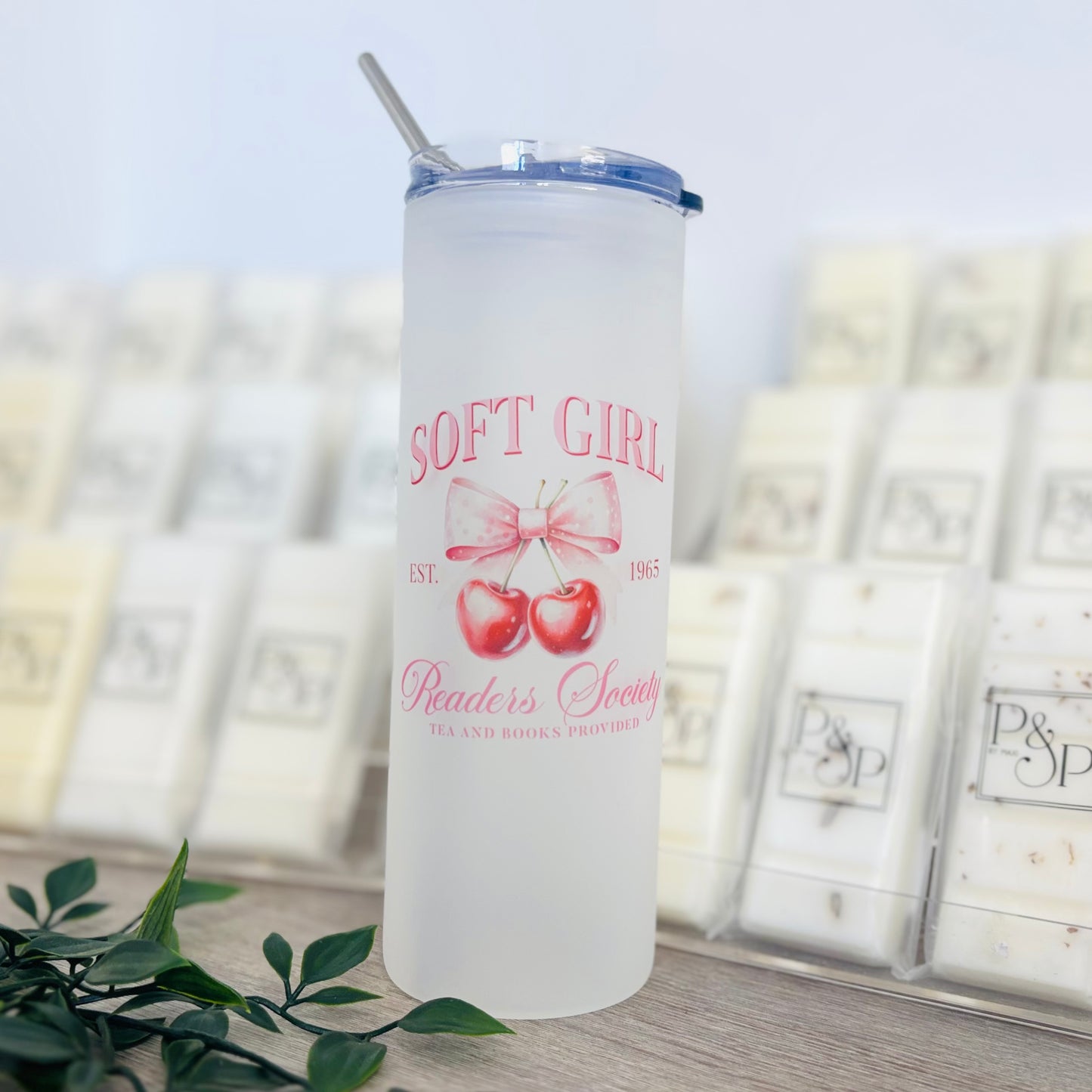 Frosted Tall Glass Tumbler Vintage 25oz Tumble