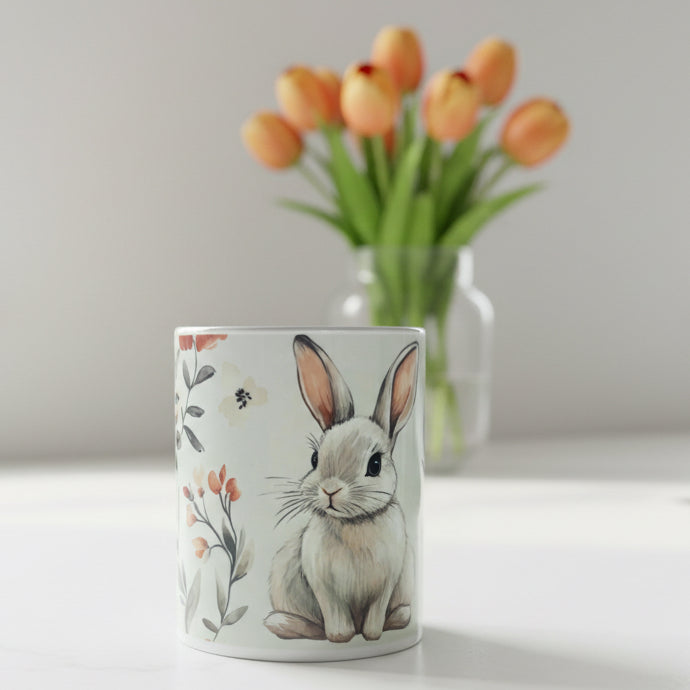 Bunny Grey Handle Mug