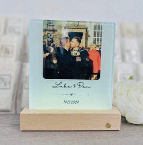 Glass Polaroid Photo And Text Design