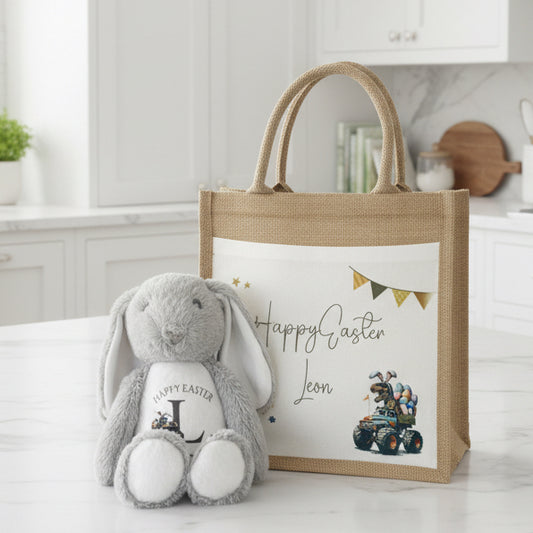 Initial Dino Teddy and Tote bag Bundle
