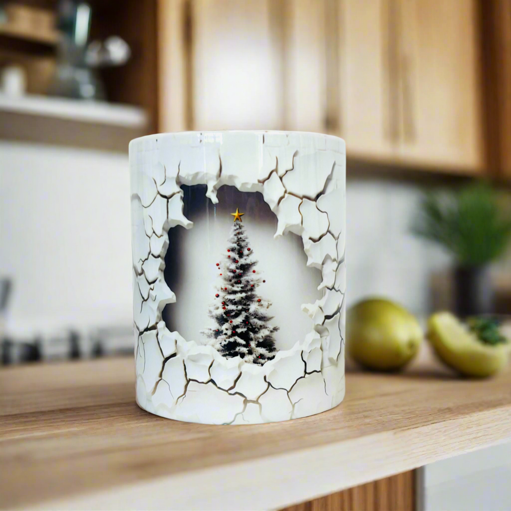 Christmas Tree Cracked Mug