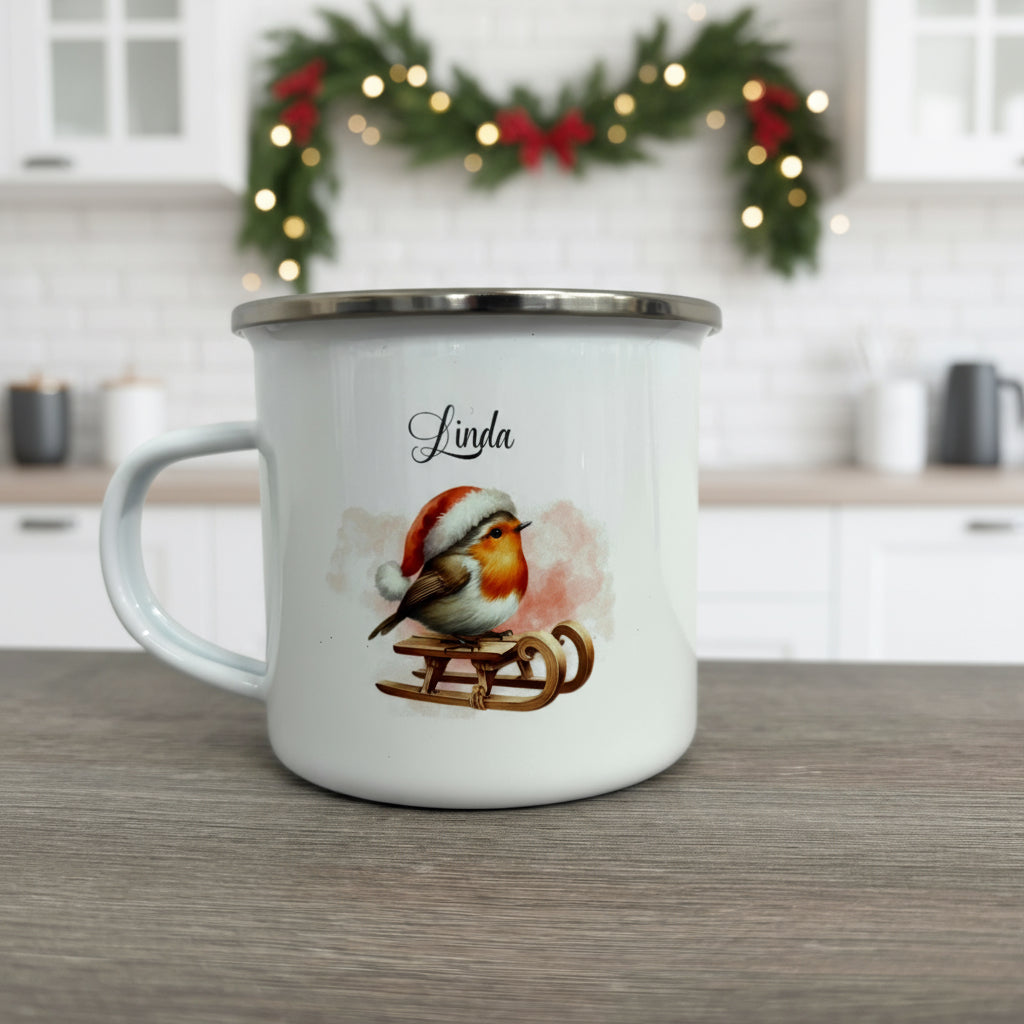 Metal Enamel Mug - Robin Sledge