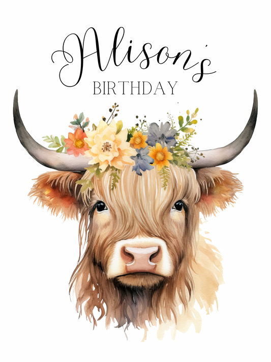 TESTER Birthday Sack Highland Cow