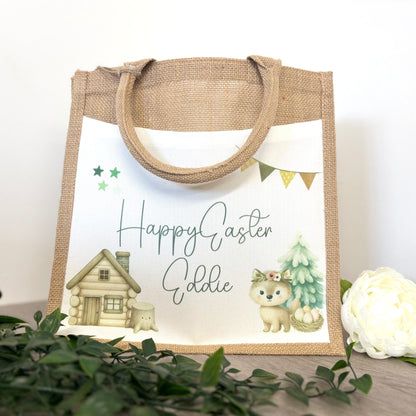 Happy Easter Woodland Animal Design Tote Bag