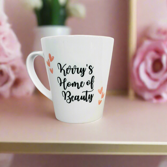 “Any words” Pink Hearts Mini Initial Latte Mug