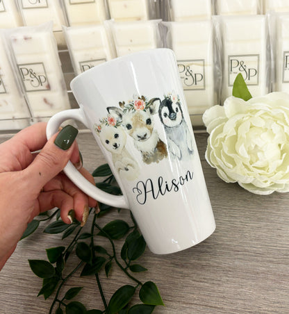 New Latte Ceramic Mug 17oz Trio Of Animals inc Box