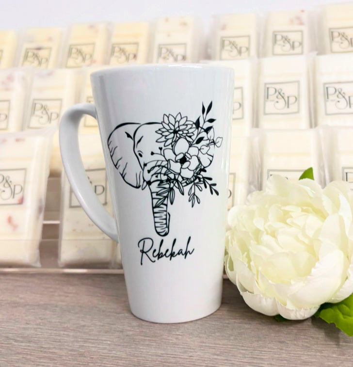 New Latte Ceramic Mug 17oz inc Box Elephant Design