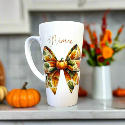 Autumnal Pumpkin Bow Latte 17oz Latte Mug