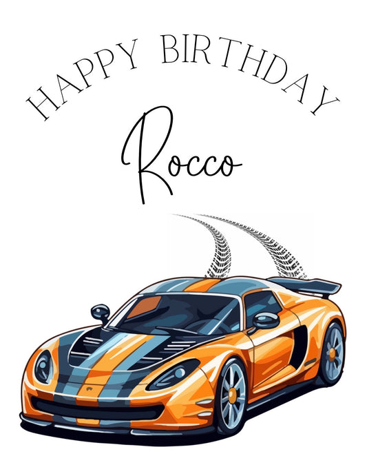 TESTER Birthday Sack Orange Sport Car