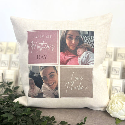 2 Photo Pink Panel Cushion 40cm