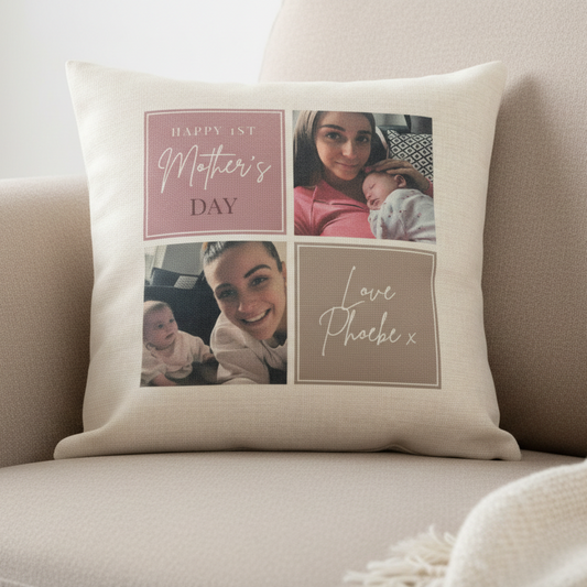 2 Photo Pink Panel Cushion 40cm