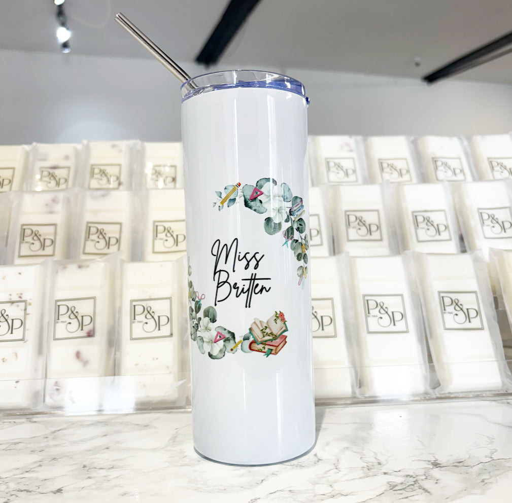 Teacher Half Wreath Tumbler