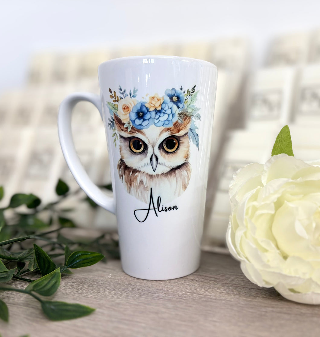 New Latte Ceramic Mug 17oz Owl inc Box