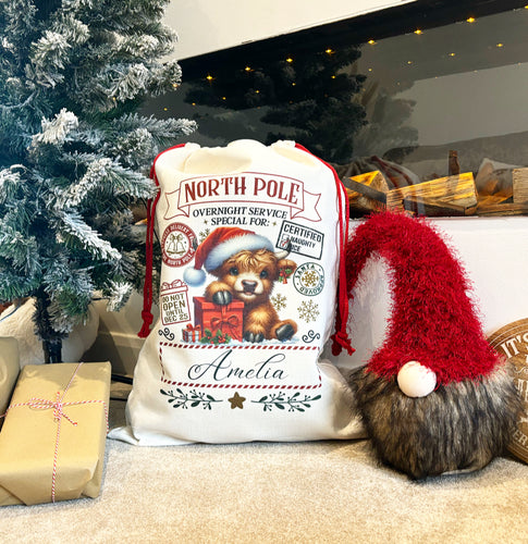 SANTA SACK HIGHLAND COW