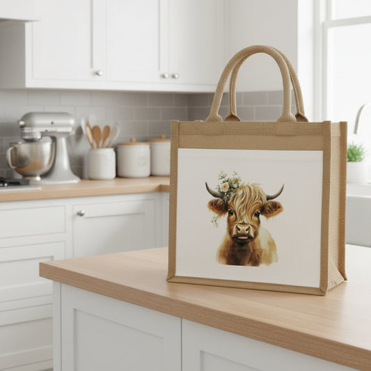 Highland Cow Bow Tote Bag
