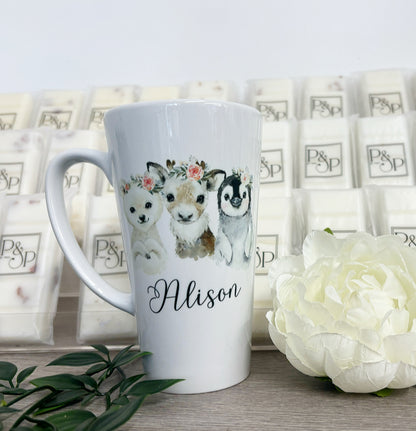 New Latte Ceramic Mug 17oz Trio Of Animals inc Box