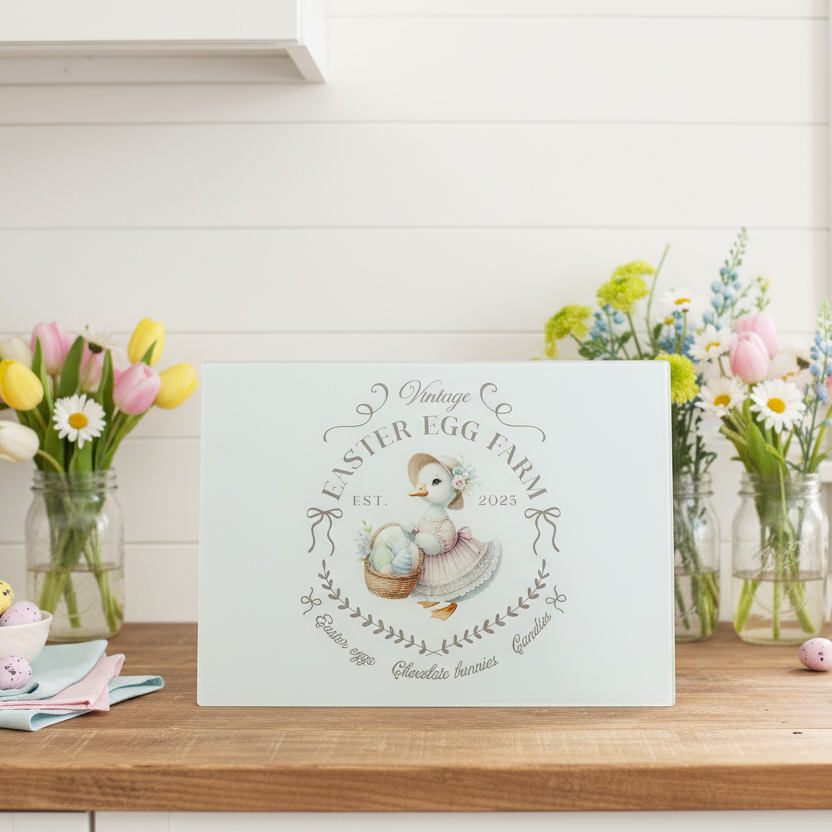 Vintage Spring Duck Chopping Board A3